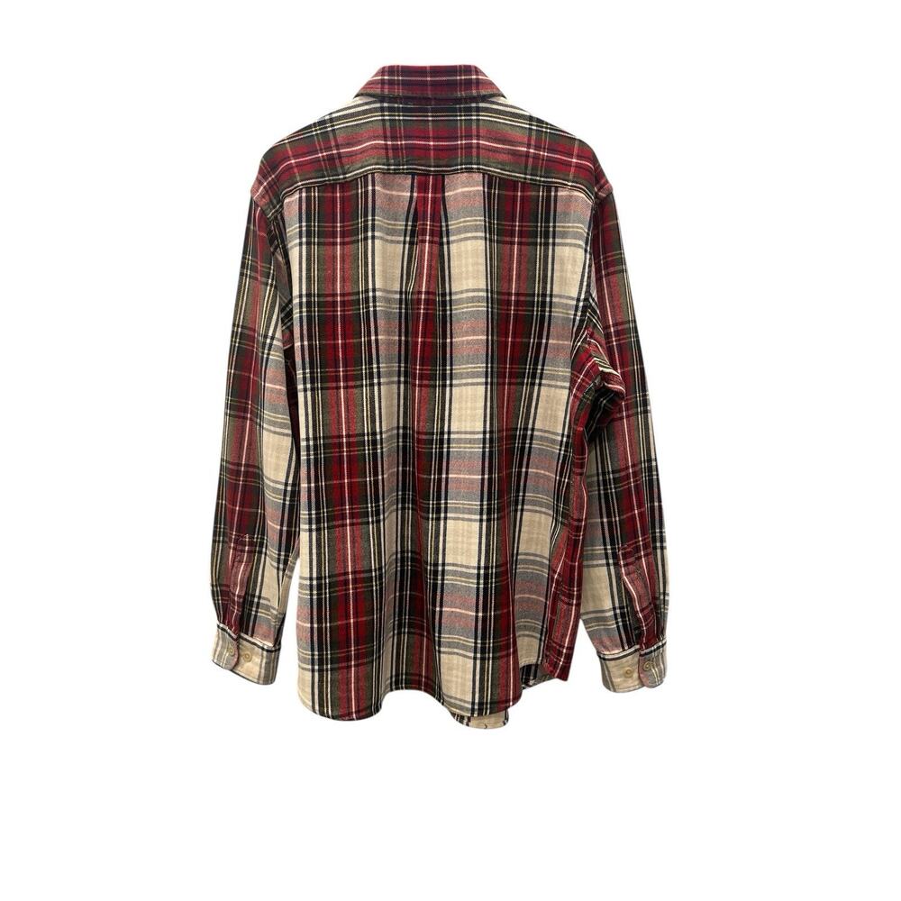 GAP Men’s XL Relaxed Fit Plaid Flannel Shirt Red Beige Black Long Sleeve Cotton - Picture 4 of 4